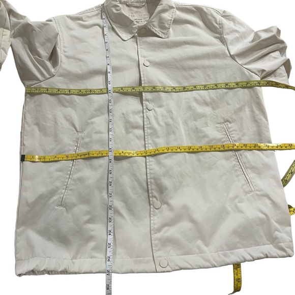 Zara Origins Rain Coat Windbreaker Men’s Size Medium Ivory Drawstring Waist - Picture 11 of 15